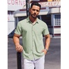 image:imageCOOFANDY Mens Short Sleeve Button Down Shirts Wrinkle Free Dress Shirt for Men Casual Untucked Shirt with PocketLight Green