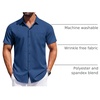 image:imageCOOFANDY Mens Short Sleeve Button Down Shirts Wrinkle Free Dress Shirt for Men Casual Untucked Shirt with PocketNavy