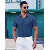 image:imageCOOFANDY Mens Short Sleeve Button Down Shirts Wrinkle Free Dress Shirt for Men Casual Untucked Shirt with PocketNavy