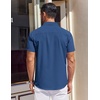 image:imageCOOFANDY Mens Short Sleeve Button Down Shirts Wrinkle Free Dress Shirt for Men Casual Untucked Shirt with PocketNavy