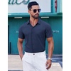 image:imageCOOFANDY Mens Short Sleeve Button Down Shirts Wrinkle Free Dress Shirt for Men Casual Untucked Shirt with PocketNavy Blue