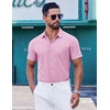image:imageCOOFANDY Mens Short Sleeve Button Down Shirts Wrinkle Free Dress Shirt for Men Casual Untucked Shirt with PocketPink