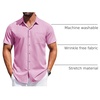 image:imageCOOFANDY Mens Short Sleeve Button Down Shirts Wrinkle Free Dress Shirt for Men Casual Untucked Shirt with PocketPink