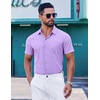 image:imageCOOFANDY Mens Short Sleeve Button Down Shirts Wrinkle Free Dress Shirt for Men Casual Untucked Shirt with PocketPurple