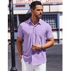 image:imageCOOFANDY Mens Short Sleeve Button Down Shirts Wrinkle Free Dress Shirt for Men Casual Untucked Shirt with PocketPurple