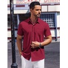 image:imageCOOFANDY Mens Short Sleeve Button Down Shirts Wrinkle Free Dress Shirt for Men Casual Untucked Shirt with PocketWine Red