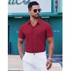 image:imageCOOFANDY Mens Short Sleeve Button Down Shirts Wrinkle Free Dress Shirt for Men Casual Untucked Shirt with PocketWine Red