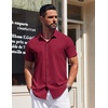 image:imageCOOFANDY Mens Short Sleeve Button Down Shirts Wrinkle Free Dress Shirt for Men Casual Untucked Shirt with PocketWine Red