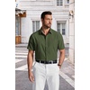 image:imageCOOFANDY Mens Short Sleeve Dress Shirts Wrinkle Free Casual Button Down Shirts with PocketArmy Green