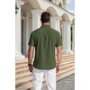 image:imageCOOFANDY Mens Short Sleeve Dress Shirts Wrinkle Free Casual Button Down Shirts with PocketArmy Green