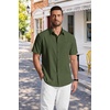 image:imageCOOFANDY Mens Short Sleeve Dress Shirts Wrinkle Free Casual Button Down Shirts with PocketArmy Green