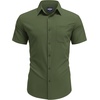 image:imageCOOFANDY Mens Short Sleeve Dress Shirts Wrinkle Free Casual Button Down Shirts with PocketArmy Green