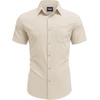 image:imageCOOFANDY Mens Short Sleeve Dress Shirts Wrinkle Free Casual Button Down Shirts with PocketBeige
