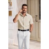 image:imageCOOFANDY Mens Short Sleeve Dress Shirts Wrinkle Free Casual Button Down Shirts with PocketBeige