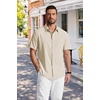 image:imageCOOFANDY Mens Short Sleeve Dress Shirts Wrinkle Free Casual Button Down Shirts with PocketBeige