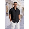image:imageCOOFANDY Mens Short Sleeve Dress Shirts Wrinkle Free Casual Button Down Shirts with PocketBlack