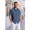 image:imageCOOFANDY Mens Short Sleeve Dress Shirts Wrinkle Free Casual Button Down Shirts with PocketCaptain Blue