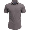 image:imageCOOFANDY Mens Short Sleeve Dress Shirts Wrinkle Free Casual Button Down Shirts with PocketDark Grey