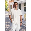 image:imageCOOFANDY Mens Short Sleeve Dress Shirts Wrinkle Free Casual Button Down Shirts with PocketIvory White