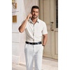image:imageCOOFANDY Mens Short Sleeve Dress Shirts Wrinkle Free Casual Button Down Shirts with PocketIvory White