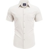 image:imageCOOFANDY Mens Short Sleeve Dress Shirts Wrinkle Free Casual Button Down Shirts with PocketIvory White