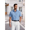 image:imageCOOFANDY Mens Short Sleeve Dress Shirts Wrinkle Free Casual Button Down Shirts with PocketLight Blue