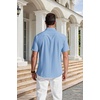 image:imageCOOFANDY Mens Short Sleeve Dress Shirts Wrinkle Free Casual Button Down Shirts with PocketLight Blue