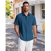 image:imageCOOFANDY Mens Short Sleeve Dress Shirts Wrinkle Free Casual Button Down Shirts with PocketMidnight Blue