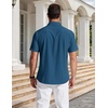 image:imageCOOFANDY Mens Short Sleeve Dress Shirts Wrinkle Free Casual Button Down Shirts with PocketMidnight Blue