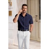image:imageCOOFANDY Mens Short Sleeve Dress Shirts Wrinkle Free Casual Button Down Shirts with PocketNavy Blue