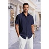 image:imageCOOFANDY Mens Short Sleeve Dress Shirts Wrinkle Free Casual Button Down Shirts with PocketNavy Blue
