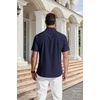 image:imageCOOFANDY Mens Short Sleeve Dress Shirts Wrinkle Free Casual Button Down Shirts with PocketNavy Blue