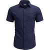 image:imageCOOFANDY Mens Short Sleeve Dress Shirts Wrinkle Free Casual Button Down Shirts with PocketNavy Blue