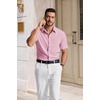 image:imageCOOFANDY Mens Short Sleeve Dress Shirts Wrinkle Free Casual Button Down Shirts with PocketPink