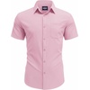 image:imageCOOFANDY Mens Short Sleeve Dress Shirts Wrinkle Free Casual Button Down Shirts with PocketPink