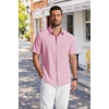 image:imageCOOFANDY Mens Short Sleeve Dress Shirts Wrinkle Free Casual Button Down Shirts with PocketPink