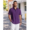 image:imageCOOFANDY Mens Short Sleeve Dress Shirts Wrinkle Free Casual Button Down Shirts with PocketPurple