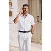 image:imageCOOFANDY Mens Short Sleeve Dress Shirts Wrinkle Free Casual Button Down Shirts with PocketWhite