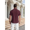 image:imageCOOFANDY Mens Short Sleeve Dress Shirts Wrinkle Free Casual Button Down Shirts with PocketWine Red