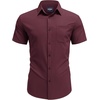 image:imageCOOFANDY Mens Short Sleeve Dress Shirts Wrinkle Free Casual Button Down Shirts with PocketWine Red