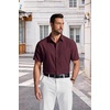 image:imageCOOFANDY Mens Short Sleeve Dress Shirts Wrinkle Free Casual Button Down Shirts with PocketWine Red
