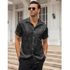 image:imageCOOFANDY Mens Silk Button Down Short Sleeve Dress Shirt01 Black