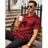 image:imageCOOFANDY Mens Silk Button Down Short Sleeve Dress Shirt01 Red