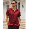 image:imageCOOFANDY Mens Silk Button Down Short Sleeve Dress Shirt01 Red
