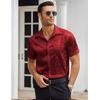 image:imageCOOFANDY Mens Silk Button Down Short Sleeve Dress Shirt01 Red