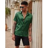 image:imageCOOFANDY Mens Silk Button Down Short Sleeve Dress Shirt02 Deep Green