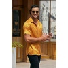 image:imageCOOFANDY Mens Silk Button Down Short Sleeve Dress Shirt02 Golden Yellow