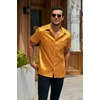 image:imageCOOFANDY Mens Silk Button Down Short Sleeve Dress Shirt02 Golden Yellow