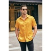 image:imageCOOFANDY Mens Silk Button Down Short Sleeve Dress Shirt02 Golden Yellow