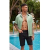 image:imageCOOFANDY Mens Silk Button Down Short Sleeve Dress ShirtLight Green